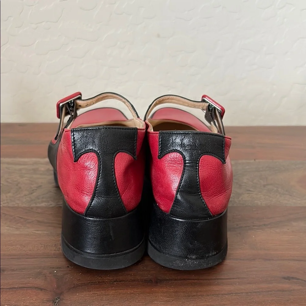 Taryn Rose Red and Black Mary Jane Flats. 6. Made in Italy.
